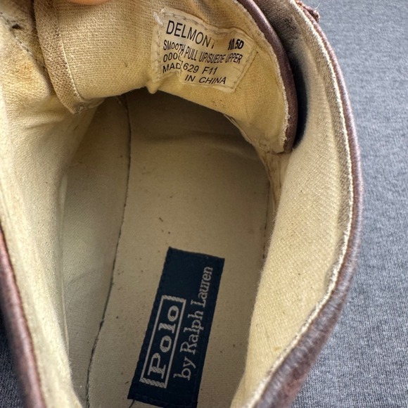 Polo Ralph Lauren Delmon Mens Brown Leather Suede Chukka Boots Size 10.5D - Picture 5 of 8